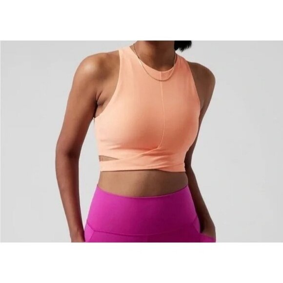 Athleta Conscious Cut Out Crop Top D-DD 988051 Peach Workout Tank Womens Small S - Picture 1 of 9
